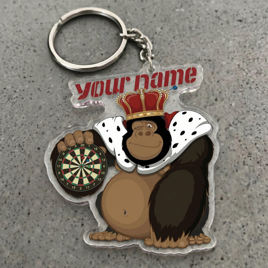 Maxcorners King Gorilla Dartboard Royal Champion Multicolor Options Personalized Name, Your Name 3D Keychain