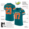 Maxcorners Custom Teal Orange-White Mesh Authentic Football Jersey LM2605