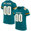 Maxcorners Custom Teal White-Gold Mesh Authentic Football Jersey LM2605