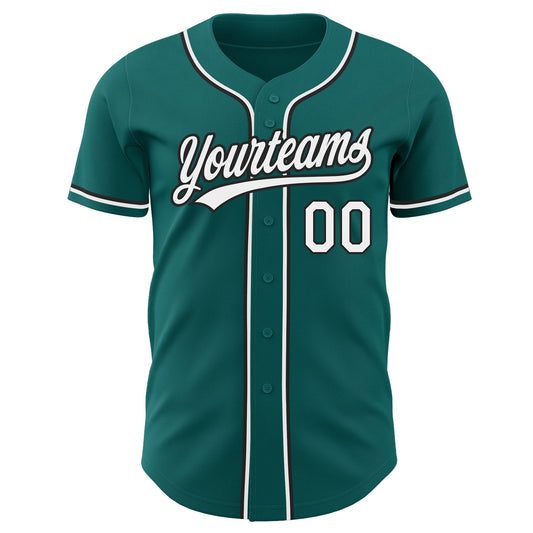 Maxcorners Custom Teal White-Black Authentic Baseball Jersey LM2605