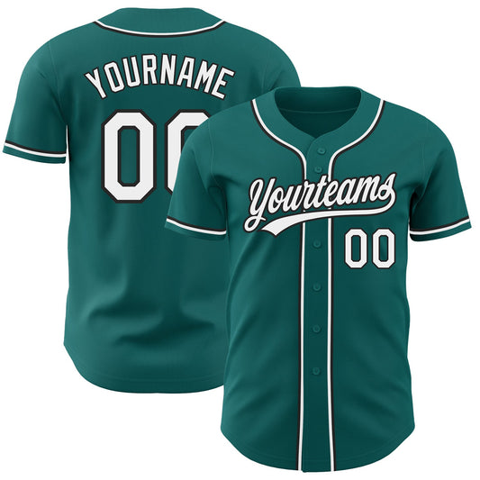 Maxcorners Custom Teal White-Black Authentic Baseball Jersey LM2605