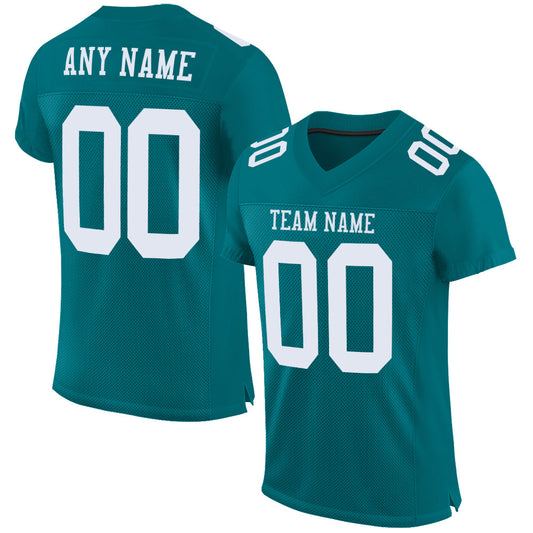 Maxcorners Custom Teal White Mesh Authentic Football Jersey LM2605