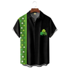 Maxcorners Green And Black St. Patrick's Day Lucky Clover Hawaiian Golf Shirt, Tropical Vibe Men's Golf Shirt
