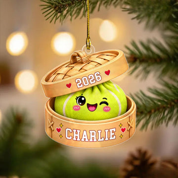 Maxcorners Dumpling Ornament Cute Tennis Ball Character Bamboo Steamer Basket Year Hearts Personalized Christmas Decor
