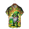 Maxcorners St. Patrick's Day Shamrock Gnome Beer Hawaiian Golf Shirt, Shamrock Golf Shirts, Men's Golf Shirt