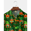Maxcorners Green Irish St. Patrick's Day Lucky Clover Gold Coins Hawaiian Golf Shirt, Tropical Vibe Men's Golf Shirt