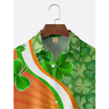 Maxcorners St. Patrick's Day Lucky Four Leaf Clover Orange And Green Hawaiian Golf Shirt, Tropical Vibe Men's Golf Shirt