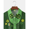 Maxcorners Green St. Patrick's Day Lucky Clover Gold Coins Hawaiian Golf Shirt, Tropical Vibe Men's Golf Shirt