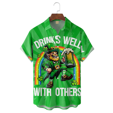 Maxcorners St. Patrick's Dwarf Beer Hawaiian Golf Shirt, Holiday Hawaiian Shirt, Tropical Vibe Men's Golf Shirt