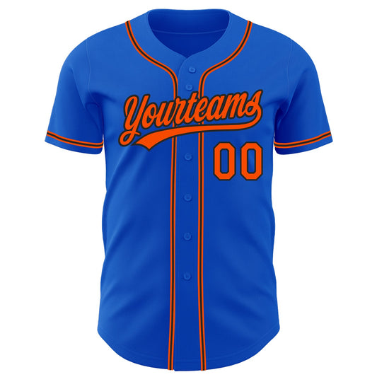 Maxcorners Custom Thunder Blue Orange-Black Authentic Baseball Jersey LM2605