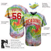 Maxcorners Custom Tie Dye Red-White 3D Authentic Baseball Jersey LM2605