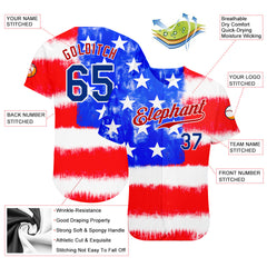 Maxcorners Custom Tie Dye Royal-Red 3D American Flag Premium Baseball Jerseys LM0210