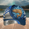 Maxcorners Crystal Ice Blue Design Custom Name Fishing Cap