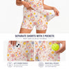 Maxcorners Pickleball Sleeveless Zipper Sports Dress Set Ivory Floral Perfume Bottle Print