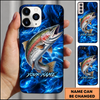 Maxcorners Abstract Blue Smoke Design Custom Name Fishing Phone Case