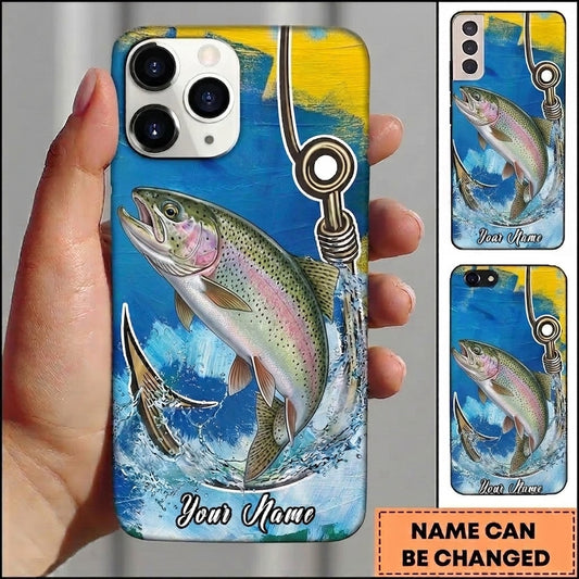 Maxcorners Fishing Phone Case Coastal Brushstroke Design Custom Name Phone Case