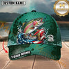 Maxcorners Emerald Scale Patriot Custom Name Fishing Cap