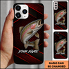 Maxcorners Red Diagonal Lines Custom Name Fishing Phone Case