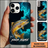 Maxcorners Vibrant Dark Ocean Design Custom Name Fishing Phone Case