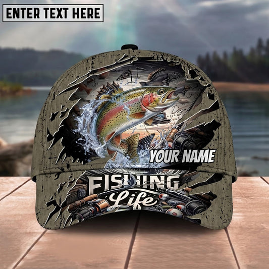 Maxcorners Personalized Fishing Cap  Fishing Life Custom Name 3D Cap (12 Species)