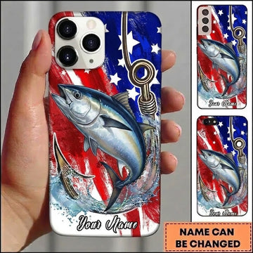 Maxcorners Fishing Phone Case American Flag Angler Design Custom Name Phone Case