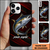 Maxcorners Red Diagonal Lines Custom Name Fishing Phone Case
