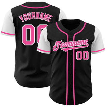 Maxcorners Custom Black Pink-White Authentic Two Tone Baseball Jersey LM2605