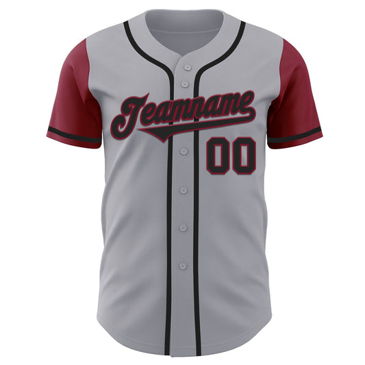Maxcorners Custom Gray Black-Crimson Authentic Two Tone Baseball Jersey LM2605
