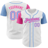 Maxcorners Custom White Light Blue-Pink Authentic Two Tone Baseball Jersey LM2605