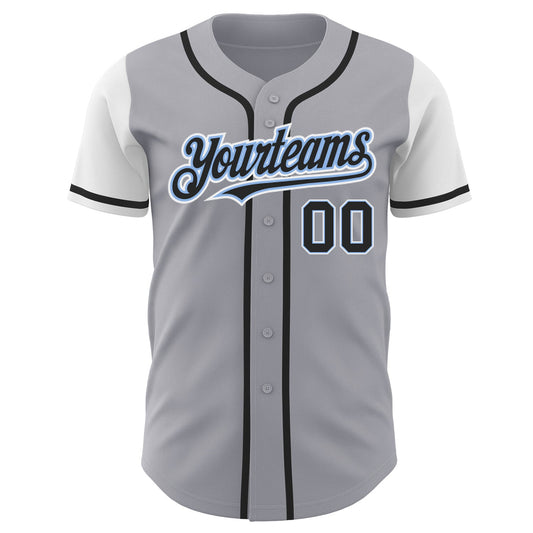 Maxcorners Custom Gray Black-Light Blue Authentic Two Tone Baseball Jersey LM2605