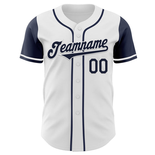 Maxcorners Custom White Navy Authentic Two Tone Baseball Jersey LM2605