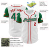 Maxcorners Custom White Kelly Green-Red Authentic Two Tone Baseball Jersey LM2605