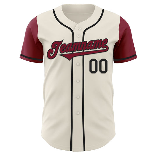 Maxcorners Custom Cream Crimson-Black Authentic Two Tone Baseball Jersey LM2605