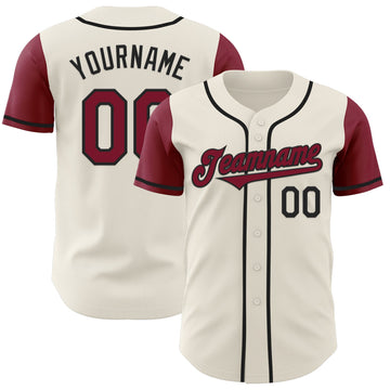 Maxcorners Custom Cream Crimson-Black Authentic Two Tone Baseball Jersey LM2605