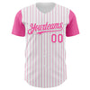 Maxcorners Custom White Pink Pinstripe Pink Authentic Two Tone Baseball Jersey LM2605