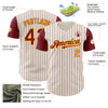 Maxcorners Custom Cream Crimson Pinstripe Gold Authentic Two Tone Baseball Jersey LM2605
