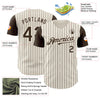 Maxcorners Custom Cream Brown Pinstripe Brown Authentic Two Tone Baseball Jersey LM2605