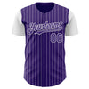 Maxcorners Custom Purple White Pinstripe White Authentic Two Tone Baseball Jersey LM2605