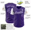 Maxcorners Custom Purple White Pinstripe White Authentic Two Tone Baseball Jersey LM2605