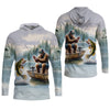 Maxcorners Bigfoot Fishing, Funny Fishing Shirt, SPF Shirts For Men, Hooded Long Sleeve Shirt, Fisherman Gift