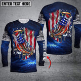 Maxcorners Personalized Bass Fishing 3D American Flag Patriotic Hoodie