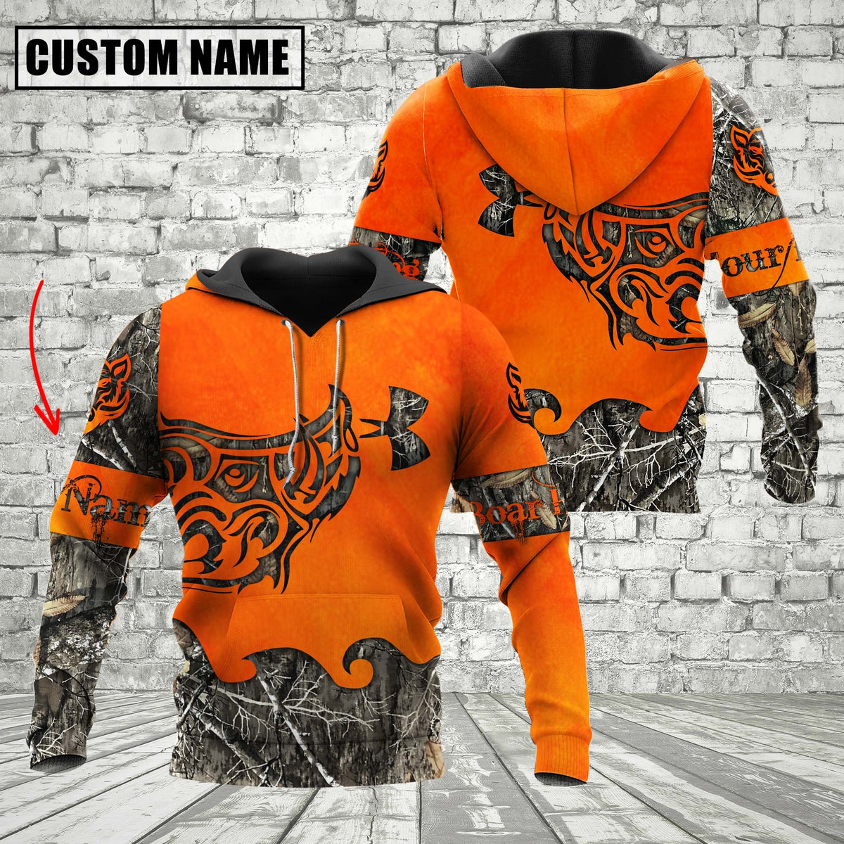 Maxcorners Custom Name Orange Boar Hunting Apparels