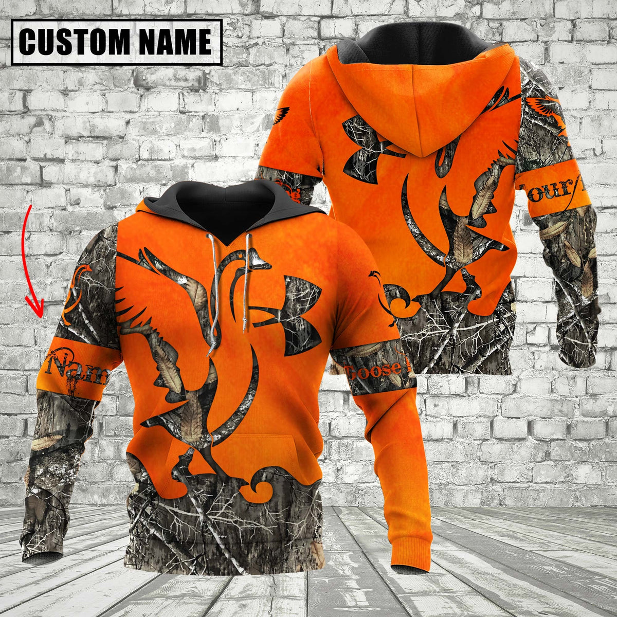 Maxcorners Custom Name Orange Goose Hunting Apparels