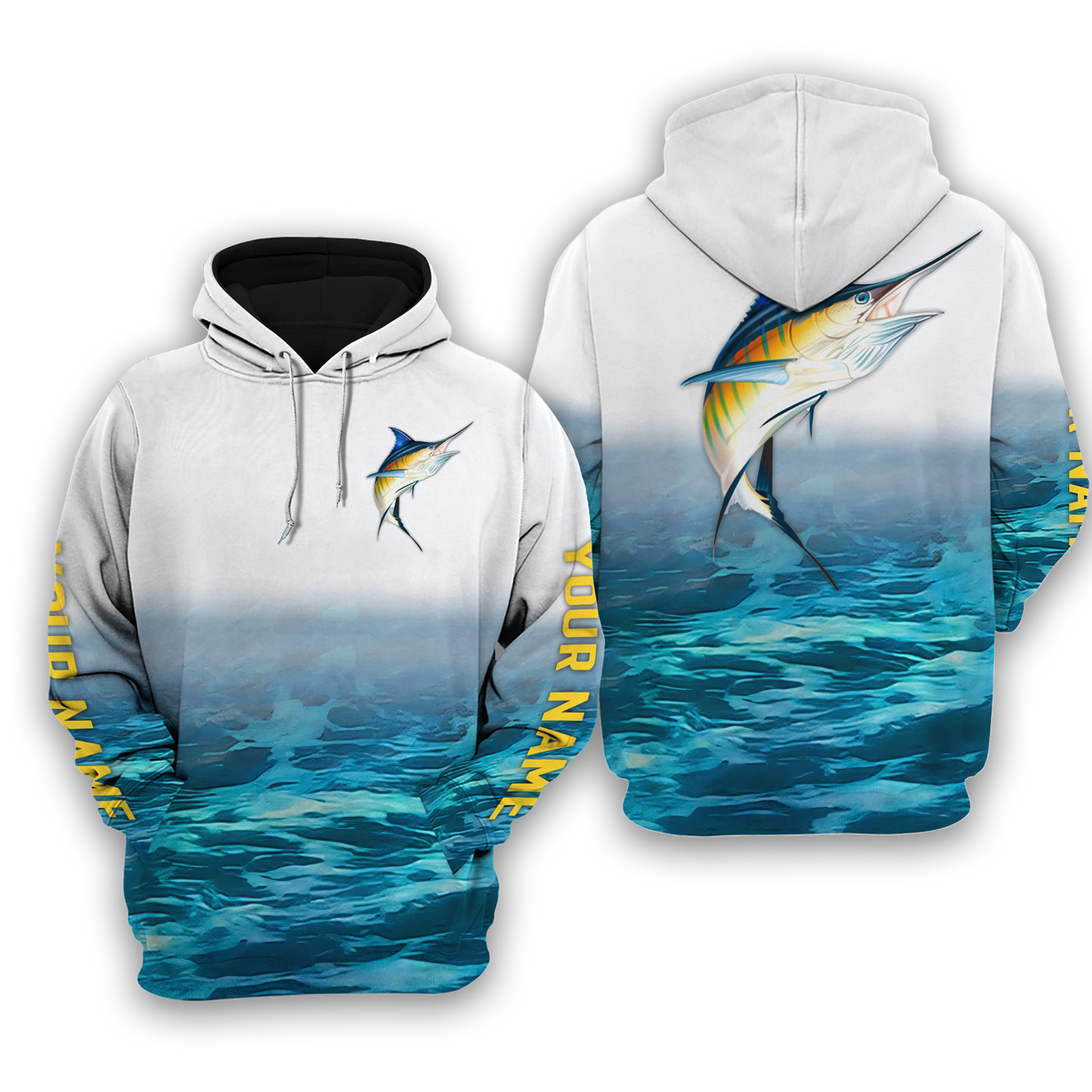 Maxcorners Blue Marlin Customize Name 3D Hoodie