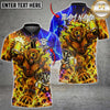 Maxcorners Darts Angry Fiery Bear Beer Mug Dartboard Flame Lightning Custom Team Name Personalized Name 3D Polo Shirt