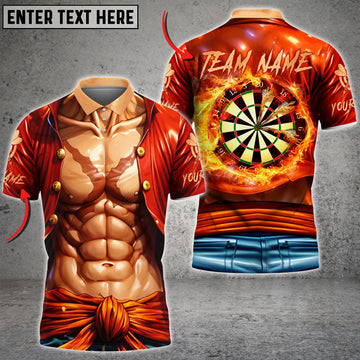 Maxcorners Darts Anime Pirate Muscle Costume Flaming Dartboard Bullseye Personalized Name 3D Unisex Shirt