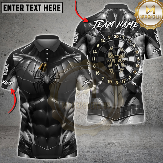 Maxcorners Darts Black Spider Armor Dartboard Personalized Name 3D Unisex Shirt
