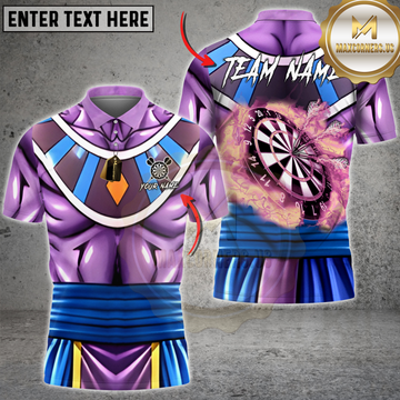 Maxcorners Darts Anime Purple God Armor Muscle Costume Flaming Dartboard Bullseye Personalized Name 3D Unisex Shirt
