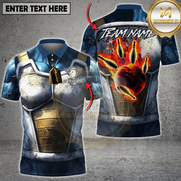 Maxcorners Bowling Fire Ball Armored Warrior Design Personalized Name 3D Unisex Shirt