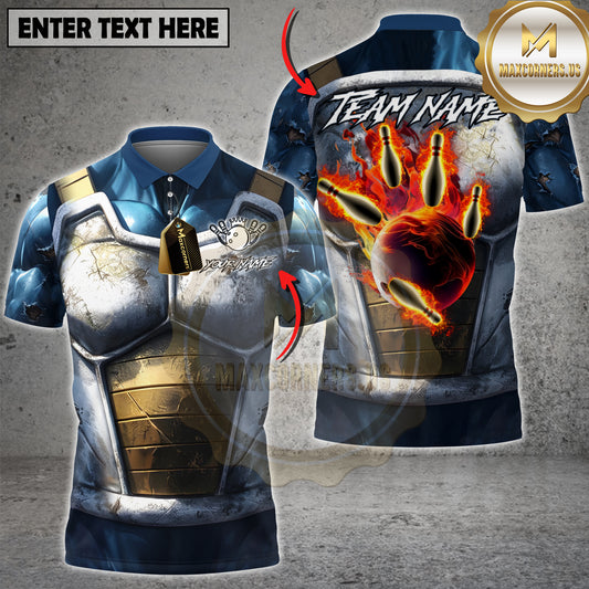 Maxcorners Bowling Fire Ball Armored Warrior Design Personalized Name 3D Unisex Shirt